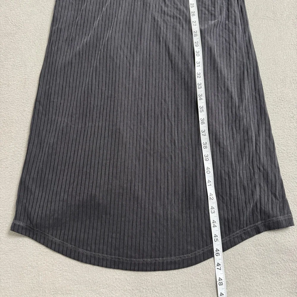 Free People Rising Sun Dress Small Black Ribbed Stretch Wrap V-Neck Front‎ Slit